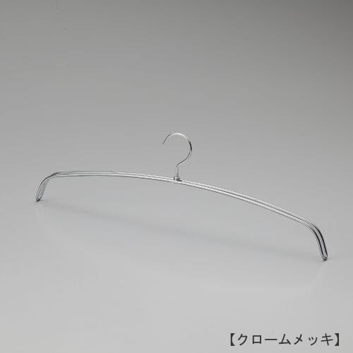 ハンガー正面画像/型番:IN-516/表面処理:クロームメッキ/素材:スチール/フック固定式/ナイトウェア用/滑止コーティング加工が通常品で施されていますので、商品が滑り落ちにくいハンガーです。/日本製