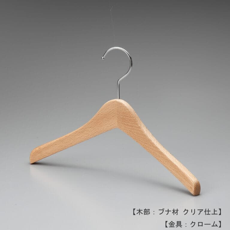 ●ハンガー正面画像
●型番:TY-39
●材質
木部:ブナ材 クリア半ツヤ仕上
金具:クロームメッキ(Cr)
●ベビー・キッズ・トドラーサイズ
●トップス用
●形状:湾曲型
●フェイス:丸頭
●フック:回転式